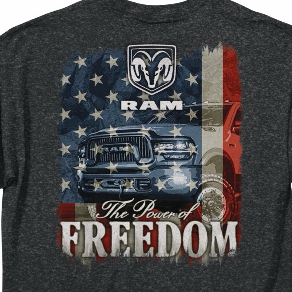 Dodge RAM Truck The Power of Freedom Americana Graphic Tee Gray unisex T-shirt